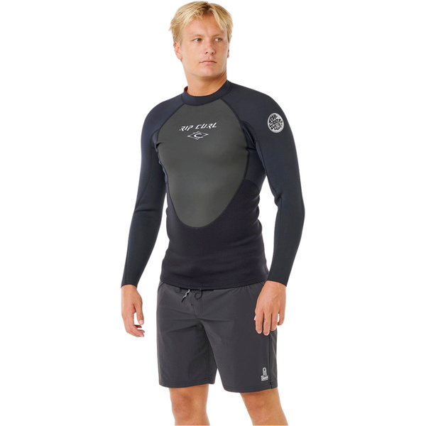 2026 Rip Curl Mens Omega 1.5mm Long Sleeve Jacket 12OMWJ - Black